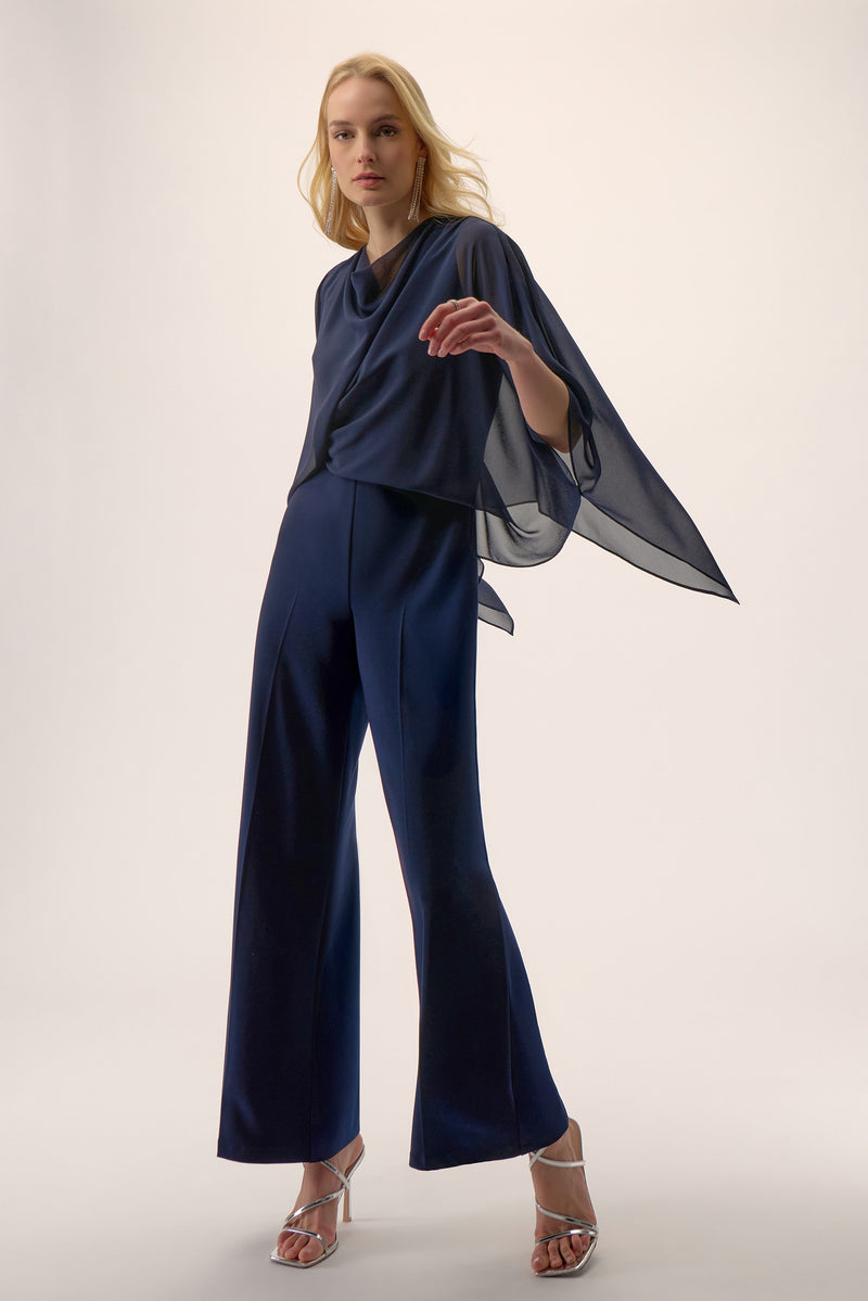Zweiteiler mit weiten Hosen in Marineblau – Joseph Ribkoff 254 Signature Kollektion
